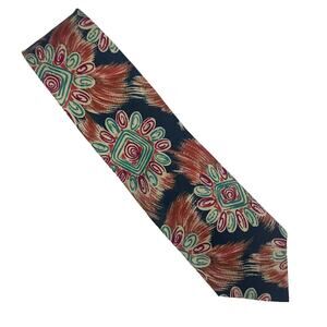 Passione Uomo 100% Silk Floral Abstract Tie Wearable Art Blue Red Pink Brown